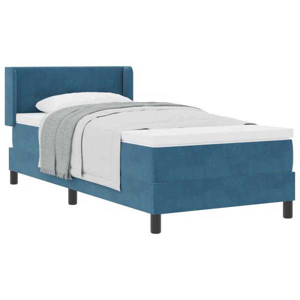 Boxspringbett mit Kopfteil Dunkelblau 200 x 100 cm Samt