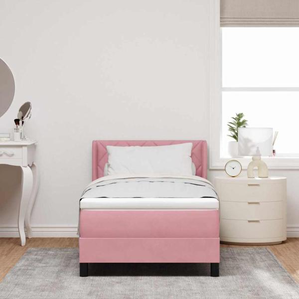 Boxspringbett mit Kopfteil Rosa 190 x 90 cm Samt