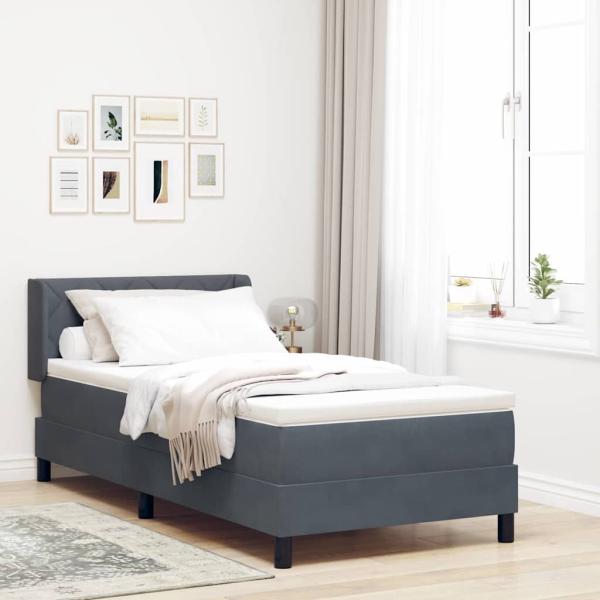 ARDEBO.de - Boxspringbett mit Kopfteil Dunkelgrau 200 x 100 cm Samt