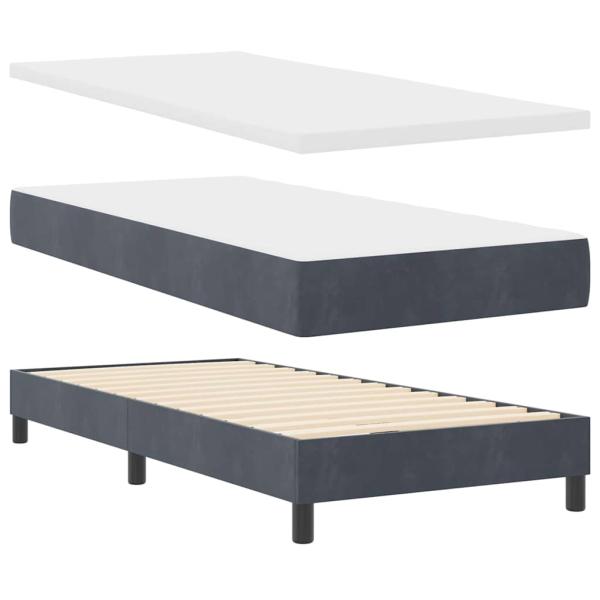 Boxspringbett mit Kopfteil Dunkelgrau 200 x 100 cm Samt