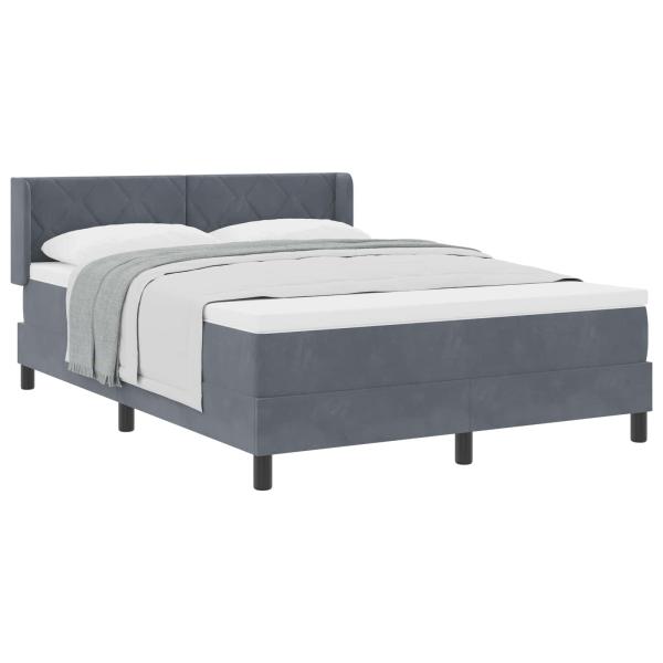 Boxspringbett mit Kopfteil Dunkelgrau 190 x 140 cm Samt
