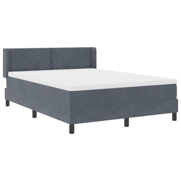 Boxspringbett mit Kopfteil Dunkelgrau 190 x 140 cm Samt