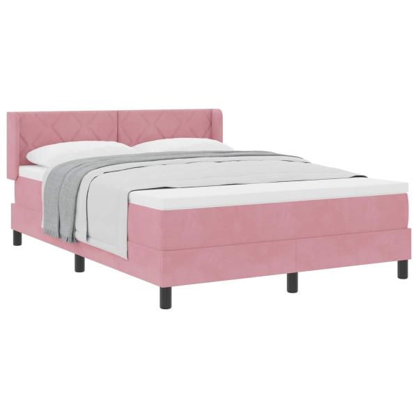 Boxspringbett mit Kopfteil Rosa 190 x 140 cm Samt