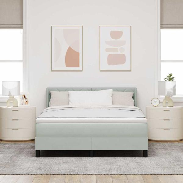 Boxspringbett mit Kopfteil Hellgrau 200 x 160 cm Samt