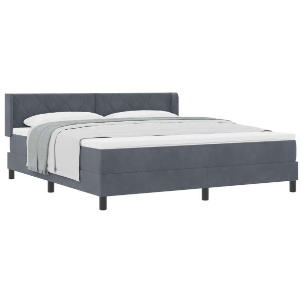 Boxspringbett mit Kopfteil Dunkelgrau 200 x 180 cm Samt
