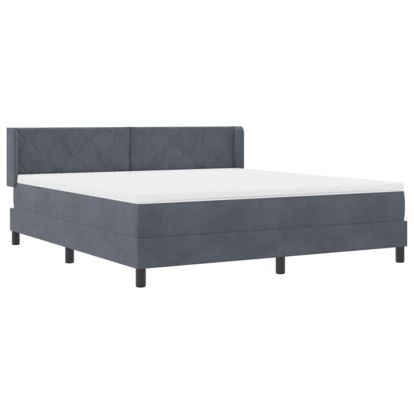 Boxspringbett mit Kopfteil Dunkelgrau 200 x 180 cm Samt