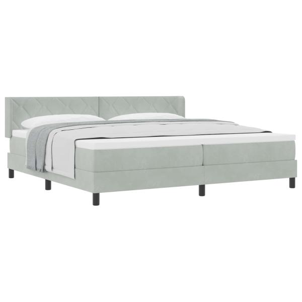 Boxspringbett mit Kopfteil Hellgrau 200 x 200 cm Samt