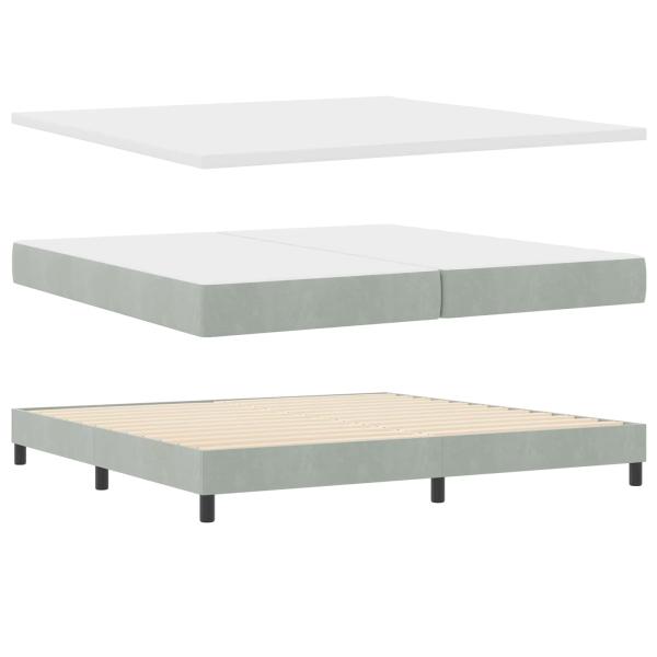 Boxspringbett mit Kopfteil Hellgrau 200 x 200 cm Samt