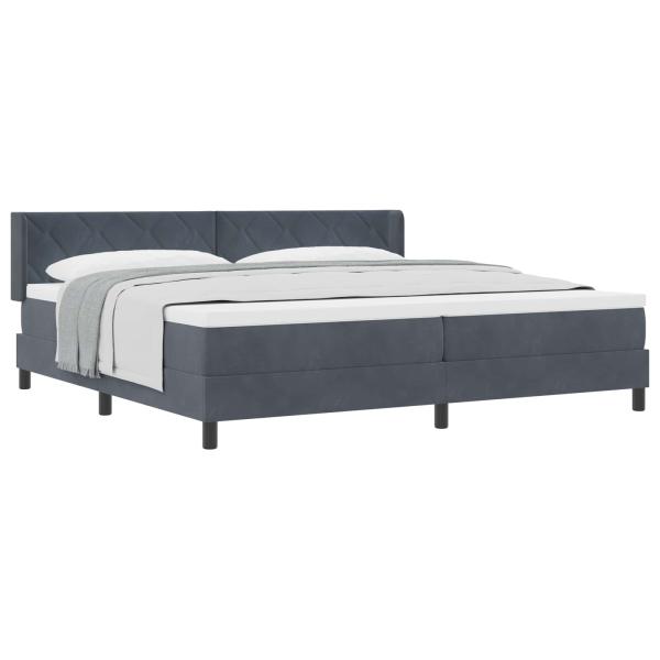 Boxspringbett mit Kopfteil Dunkelgrau 200 x 200 cm Samt