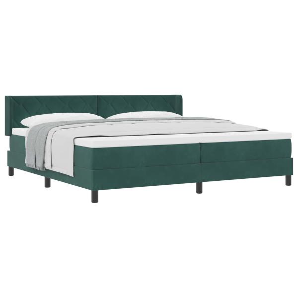 Boxspringbett mit Kopfteil Dunkelgrün 200 x 200 cm Samt