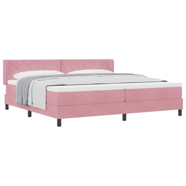 Boxspringbett mit Kopfteil Rosa 200 x 200 cm Samt
