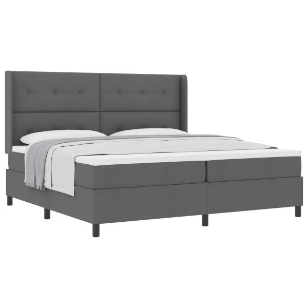 Boxspringbett mit Kissen Dunkelgrau 200 x 200 cm Stoff
