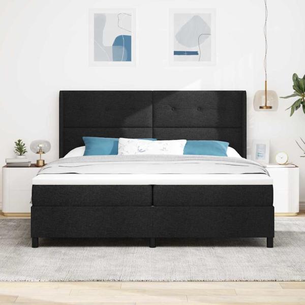 Boxspringbett mit Kissen Schwarz 200 x 200 cm Stoff