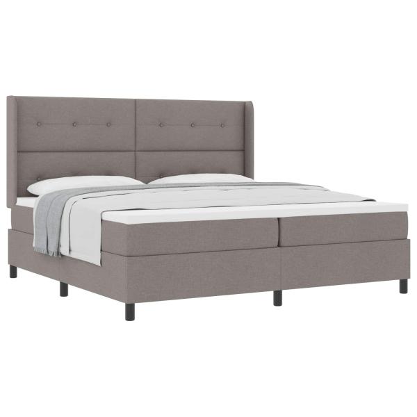 Boxspringbett mit Kissen mit Kopfteil Taupe 200 x 200 cm Stoff