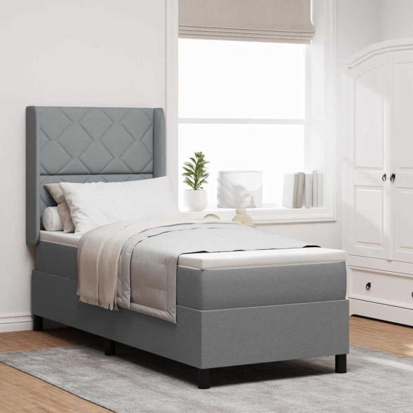 ARDEBO.de - Boxspringbett mit Kissen Hellgrau 200 x 80 cm Stoff