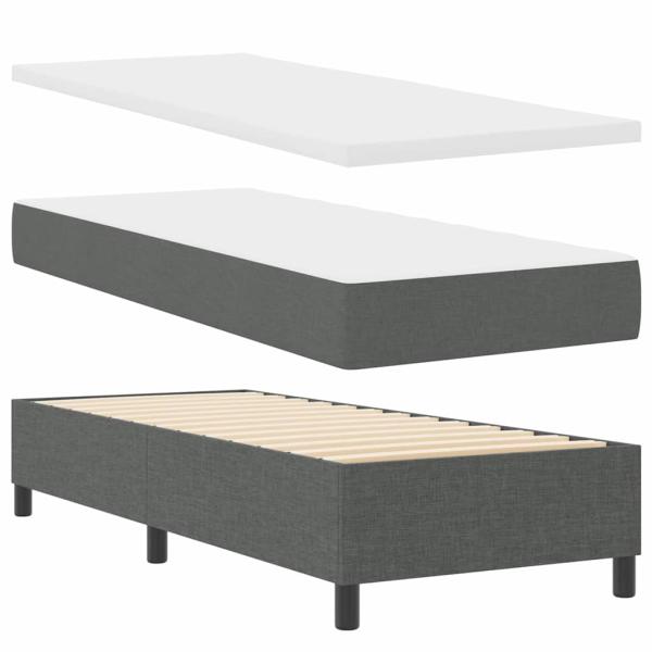 Boxspringbett mit Kissen Dunkelgrau 200 x 80 cm Stoff