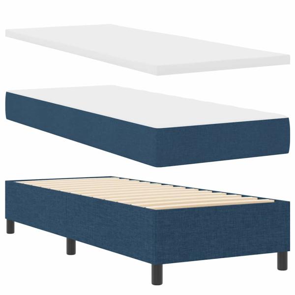 Boxspringbett mit Kissen mit Kopfteil Blau 200 x 80 cm Stoff