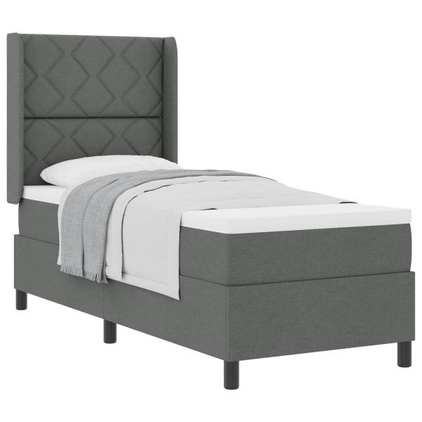 Boxspringbett mit Kissen Dunkelgrau 190 x 90 cm Stoff