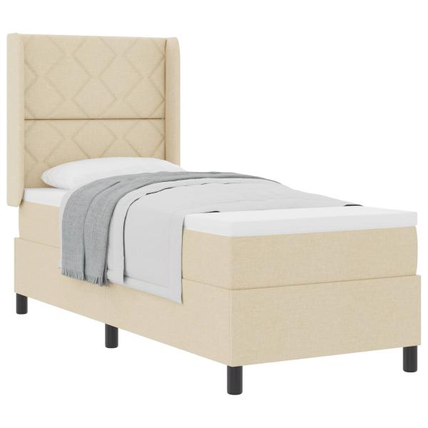 Boxspringbett mit Kissen mit Kopfteil Creme 190 x 90 cm Stoff