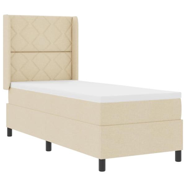 Boxspringbett mit Kissen mit Kopfteil Creme 190 x 90 cm Stoff