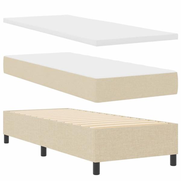Boxspringbett mit Kissen mit Kopfteil Creme 190 x 90 cm Stoff
