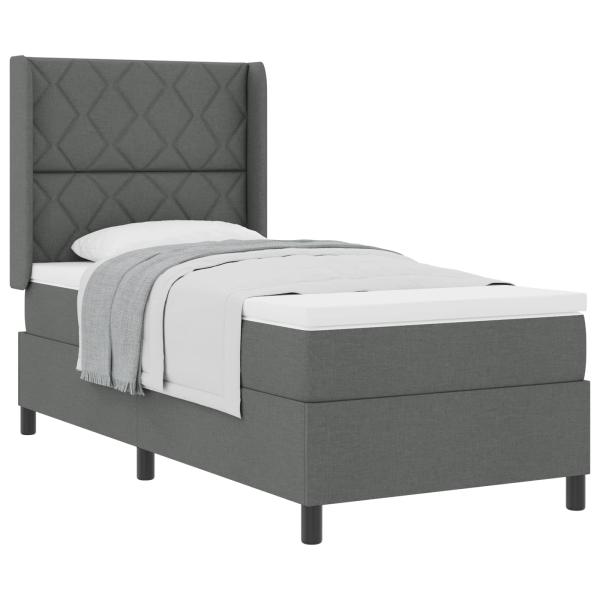 Boxspringbett mit Kissen Dunkelgrau 200 x 100 cm Stoff