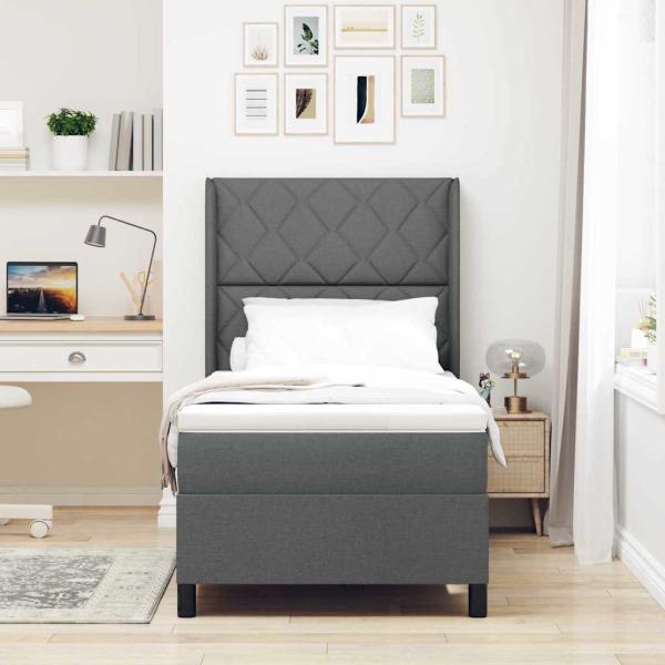 Boxspringbett mit Kissen Dunkelgrau 200 x 100 cm Stoff