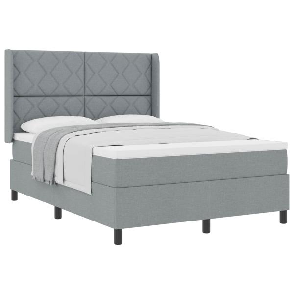 Boxspringbett mit Kissen Hellgrau 190 x 140 cm Stoff