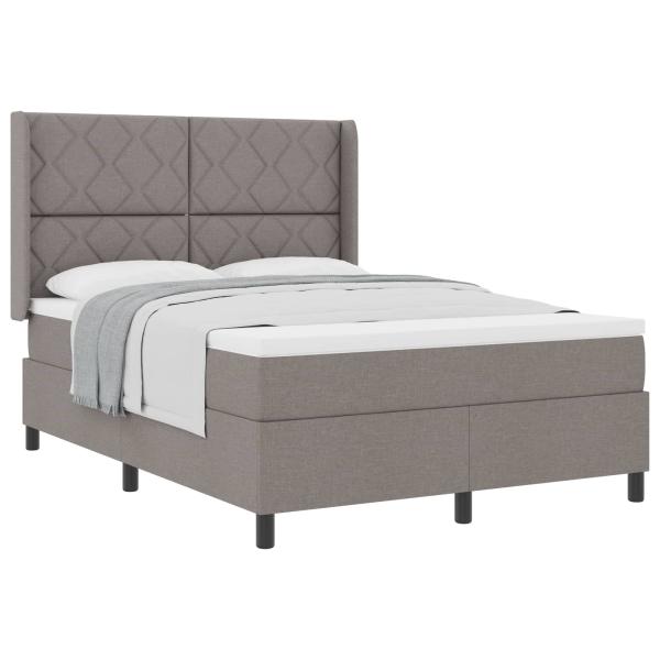 Boxspringbett mit Kissen mit Kopfteil Taupe 190 x 140 cm Stoff