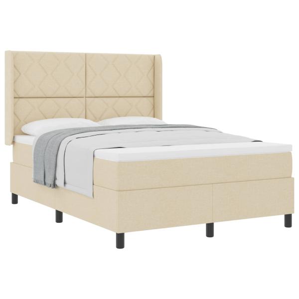 Boxspringbett mit Kissen mit Kopfteil Creme 200 x 160 cm Stoff