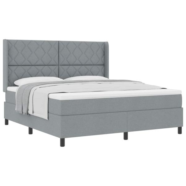 Boxspringbett mit Kissen Hellgrau 200 x 180 cm Stoff