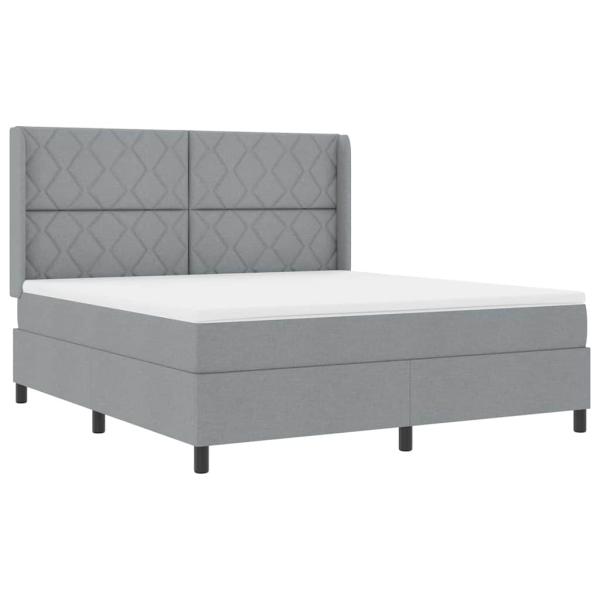 Boxspringbett mit Kissen Hellgrau 200 x 180 cm Stoff