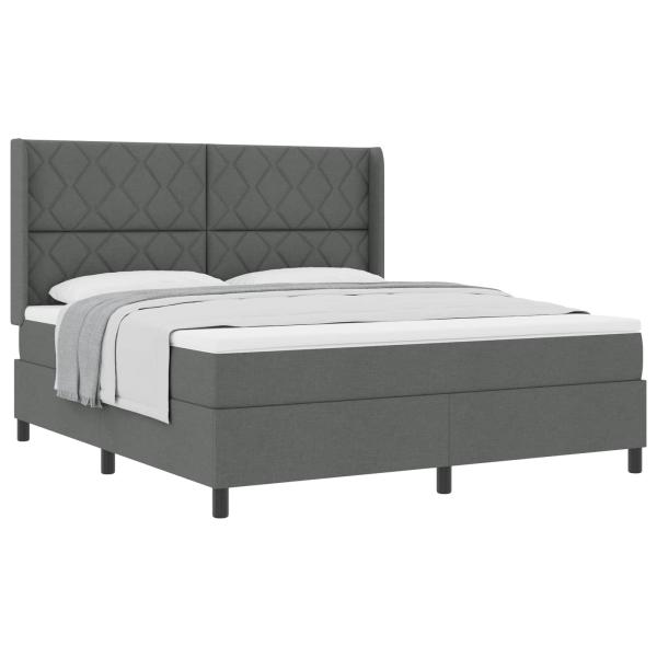 Boxspringbett mit Kissen Dunkelgrau 200 x 180 cm Stoff
