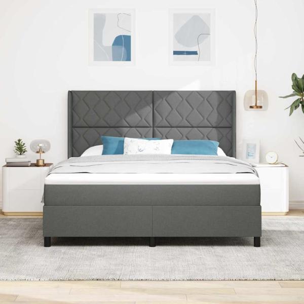 Boxspringbett mit Kissen Dunkelgrau 200 x 180 cm Stoff