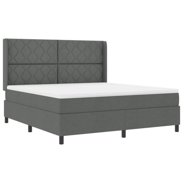 Boxspringbett mit Kissen Dunkelgrau 200 x 180 cm Stoff