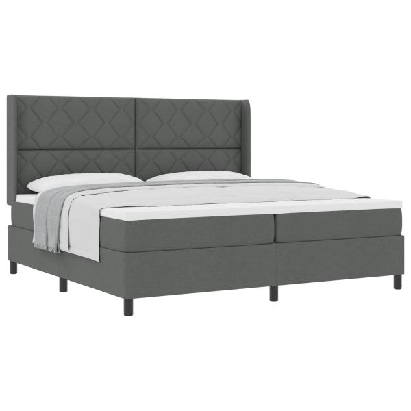 Boxspringbett mit Kissen Dunkelgrau 200 x 200 cm Stoff