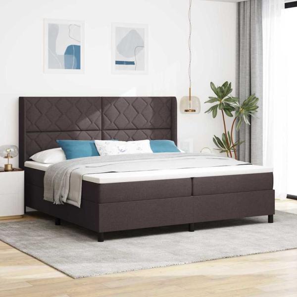 ARDEBO.de - Boxspringbett mit Kissen Dunkelbraun 200 x 200 cm Stoff