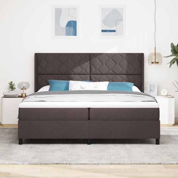 Boxspringbett mit Kissen Dunkelbraun 200 x 200 cm Stoff