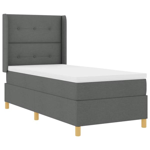 Boxspringbett mit Kopfteil Dunkelgrau 90 x 190 cm Stoff
