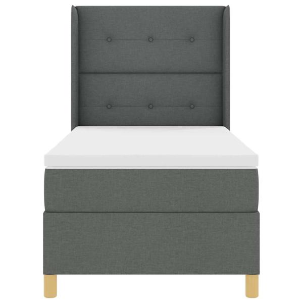 Boxspringbett mit Kopfteil Dunkelgrau 90 x 200 cm Stoff