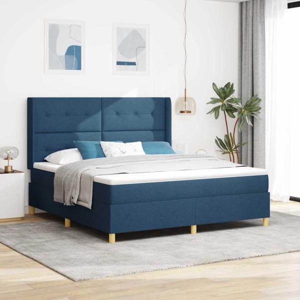 ARDEBO.de - Boxspringbett mit Kopfteil Blau 180 x 200 cm Stoff