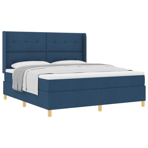 Boxspringbett mit Kopfteil Blau 180 x 200 cm Stoff
