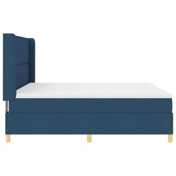 Boxspringbett mit Kopfteil Blau 180 x 200 cm Stoff