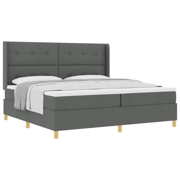 Boxspringbett mit Kopfteil Dunkelgrau 200 x 200 cm Stoff
