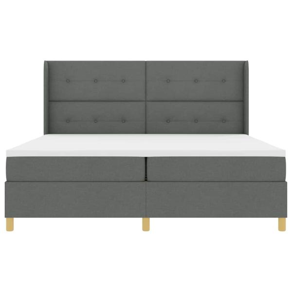 Boxspringbett mit Kopfteil Dunkelgrau 200 x 200 cm Stoff