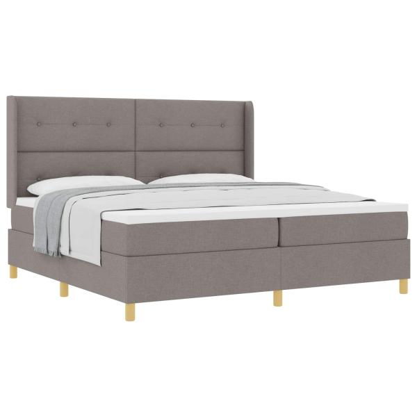 Boxspringbett mit Kopfteil Taupe 200 x 200 cm Stoff