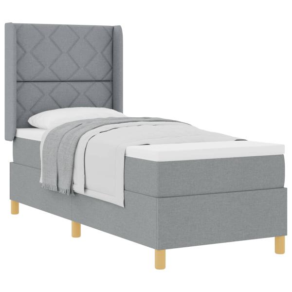 Boxspringbett mit Kopfteil Hellgrau 80 x 200 cm Stoff