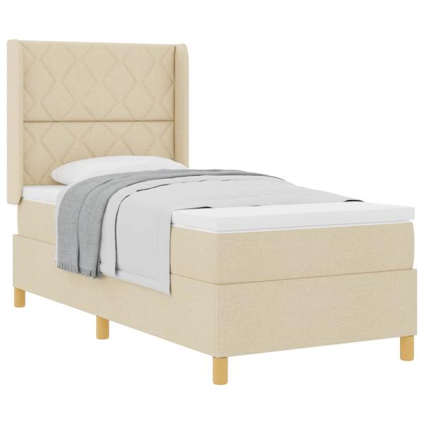 Boxspringbett mit Kopfteil Creme 90 x 190 cm Stoff