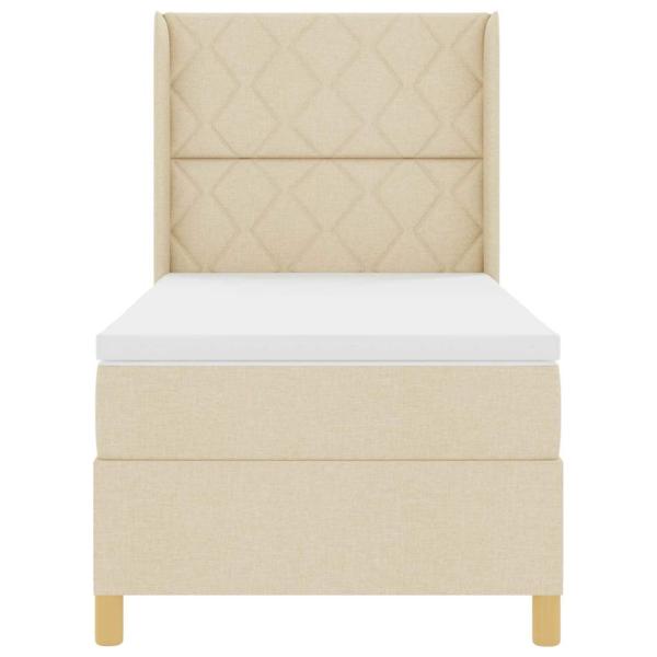 Boxspringbett mit Kopfteil Creme 90 x 190 cm Stoff