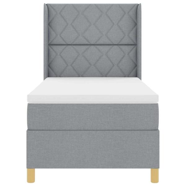 Boxspringbett mit Kopfteil Hellgrau 90 x 200 cm Stoff